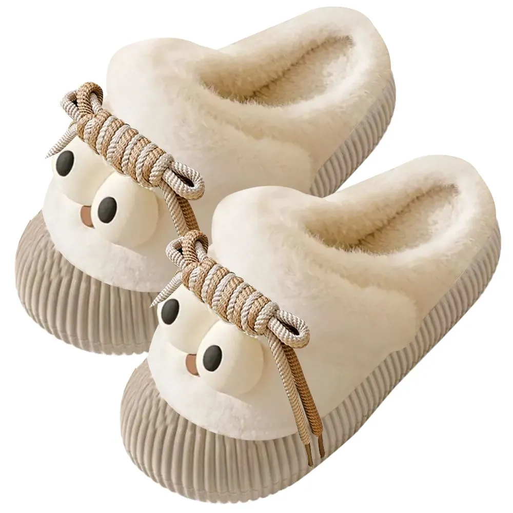 Winter Warm New Thick-Soled Cotton Slippers For Women - UK4 Size - White