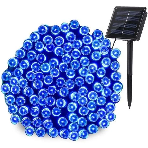 String Lights Fairy Lights Outdoor Solar - 100 LED Bulbs Christmas Lights - Blue