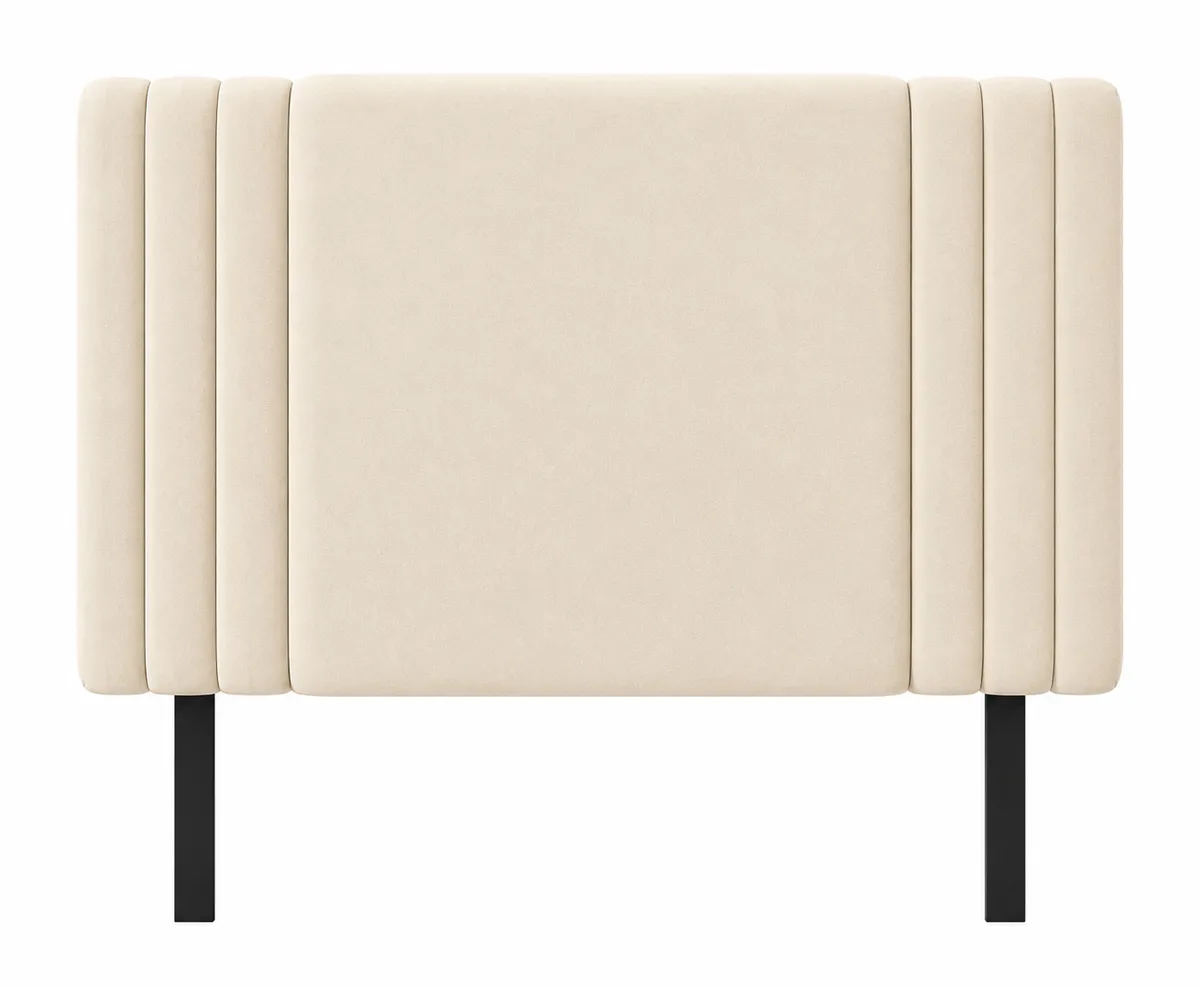 Kirby Three Quater Velvet Upholstered Headboard - Cream Velvet