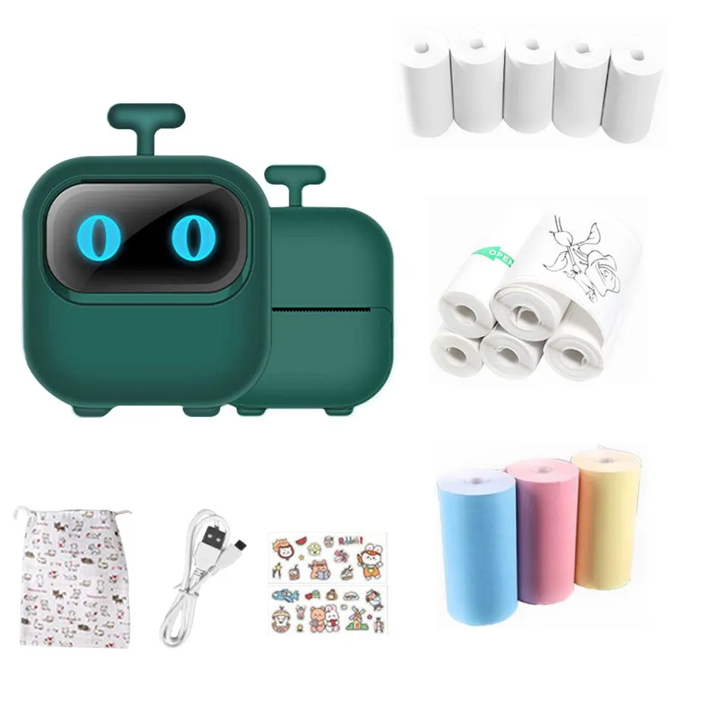 Bezosmax Mini Portable Pocket Thermal Printer Compatible with iOS & Android - Green