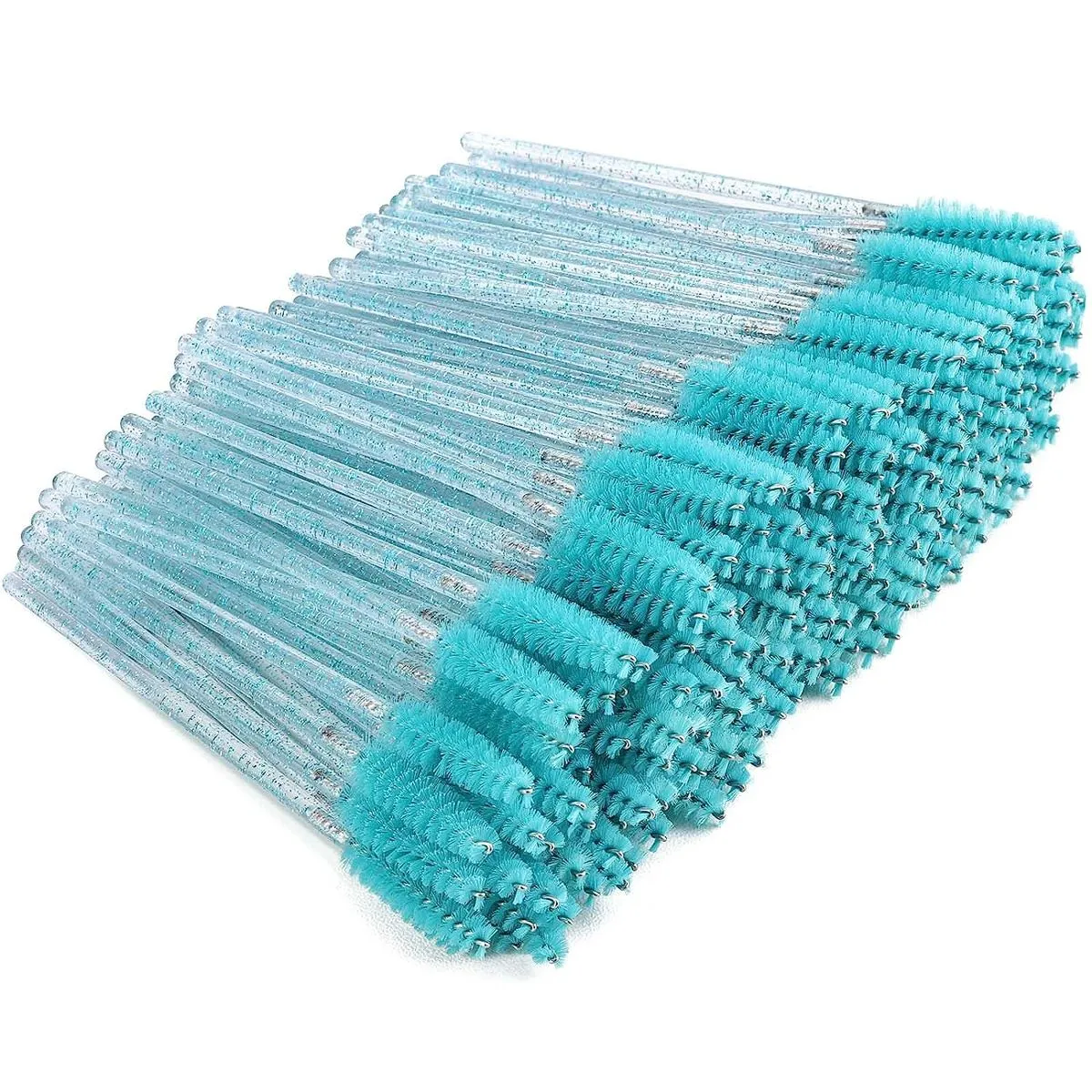 50 Pcs Disposable Eyelash Mascara Brushes Wands Applicator Makeup Kits - Blue