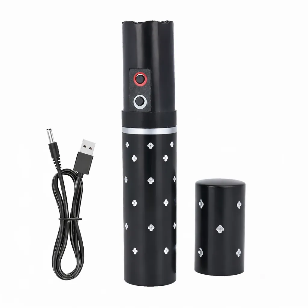 Self-Defense Flashlight LED Flashlights Stun Gun Shocker High-Lumen Beam - Black