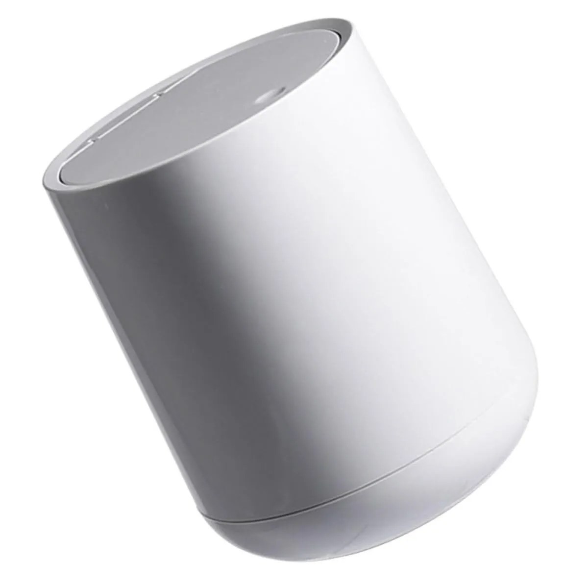 Desktop Mini Trash Can with Lid Gray, Compact Paper Container Push-Button
