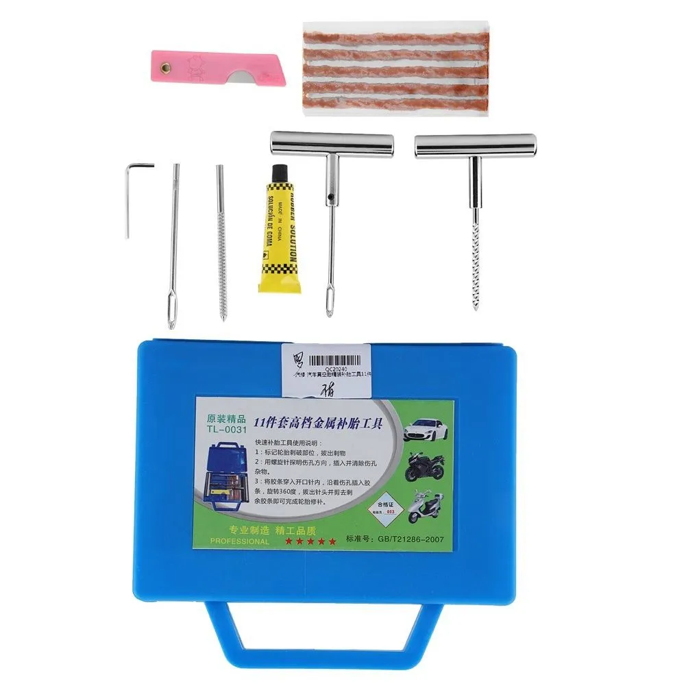 11Pcs Tire Repair Kit for Motorcycle Tyres with Box