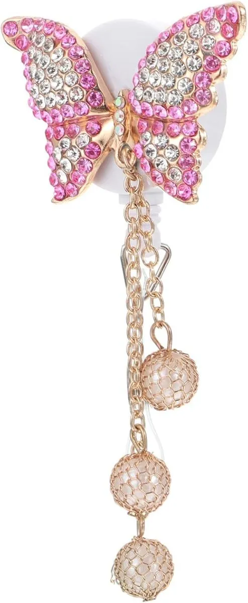 Butterfly Badge Clip with Retractable Keychain Elegant Id Holder