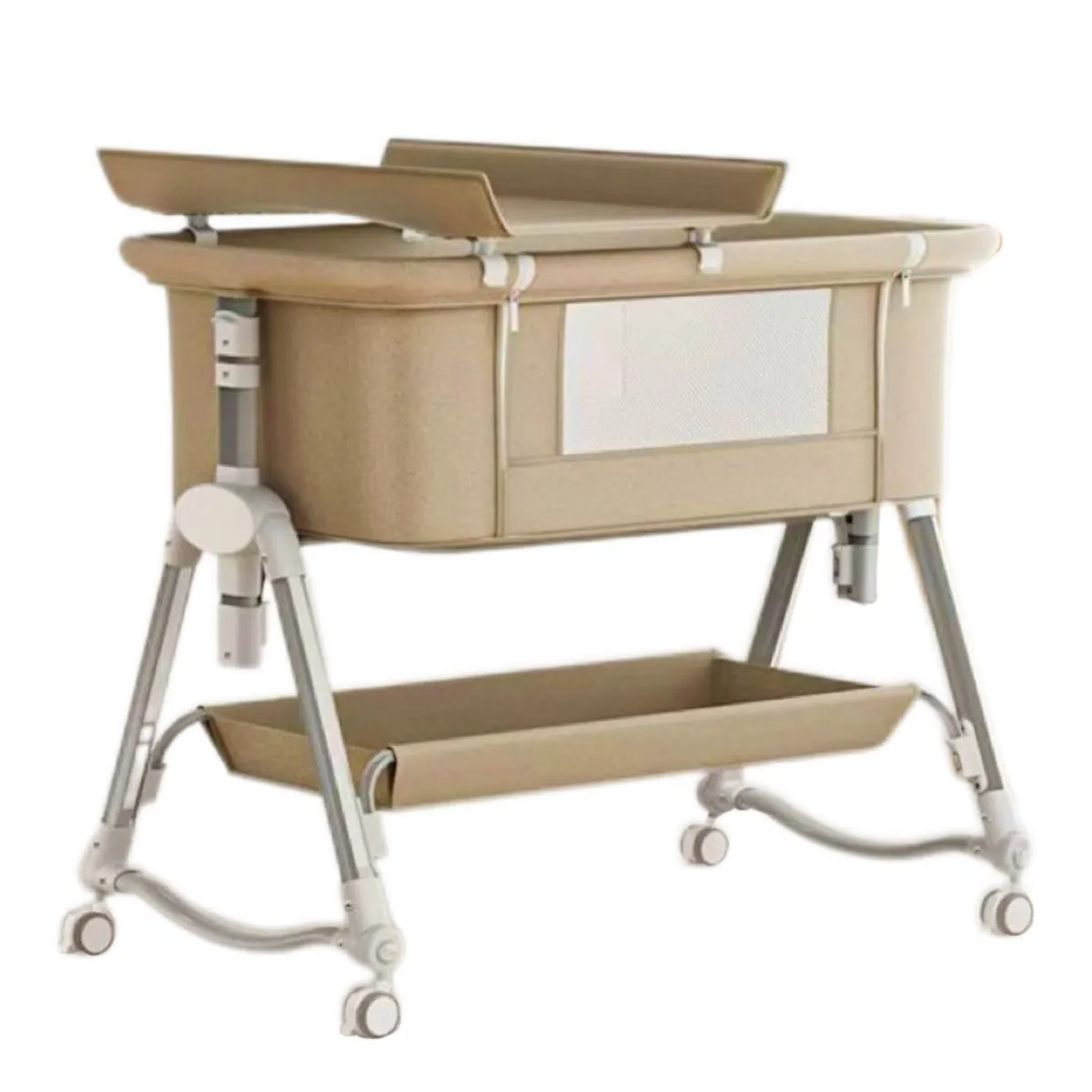 High Quality Modern Multifunctional Baby Crib Cradle With Wheels - Brown