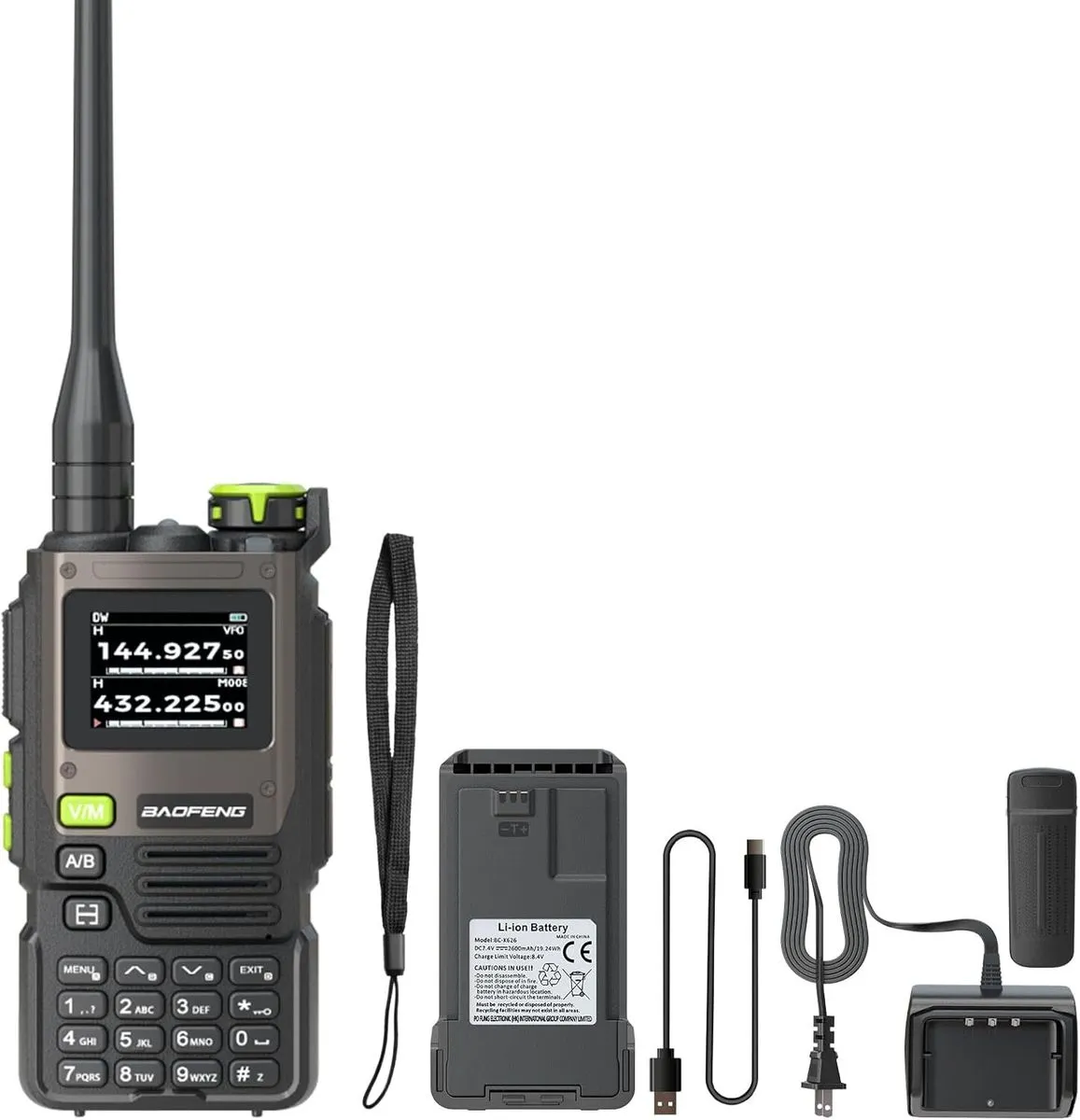 Multi-Band Two-Way Radio USB-C Rechargeable 2600mAh