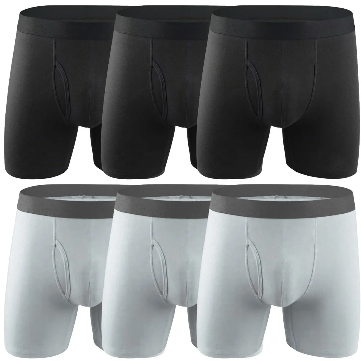 6 Pack Mens Boxer Briefs, Moisture Wicking Underwear for Men, No Ride Up