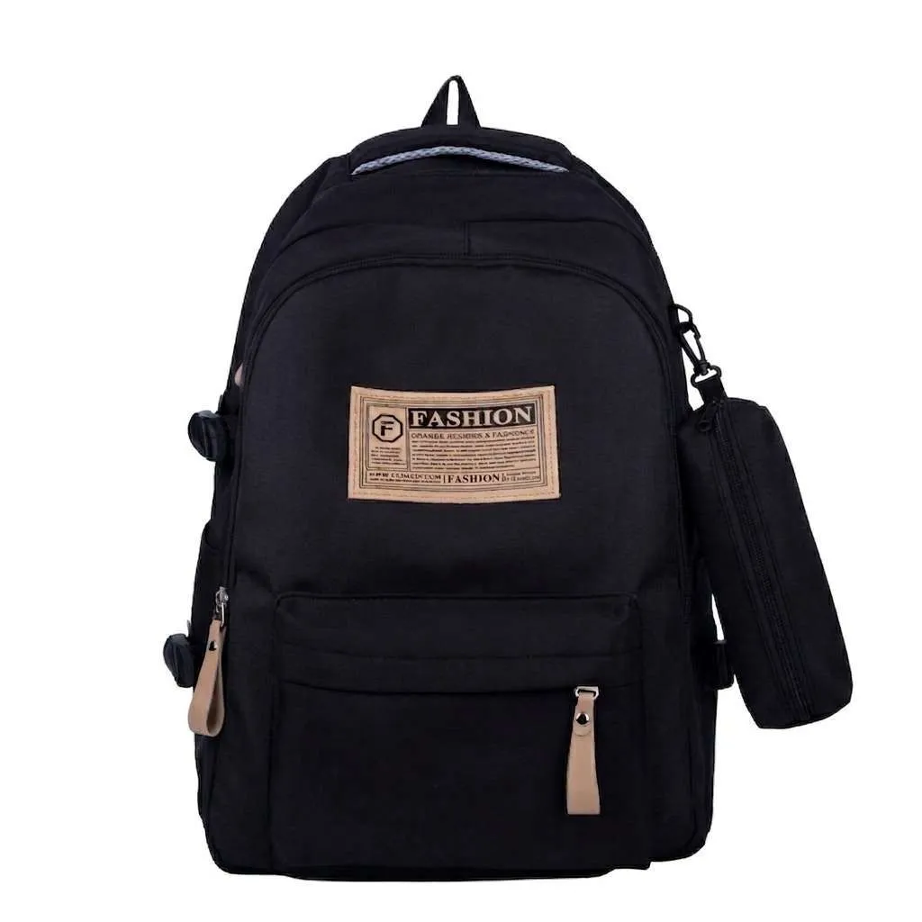 220-Fashion School Backpack With Pencil Case - Black