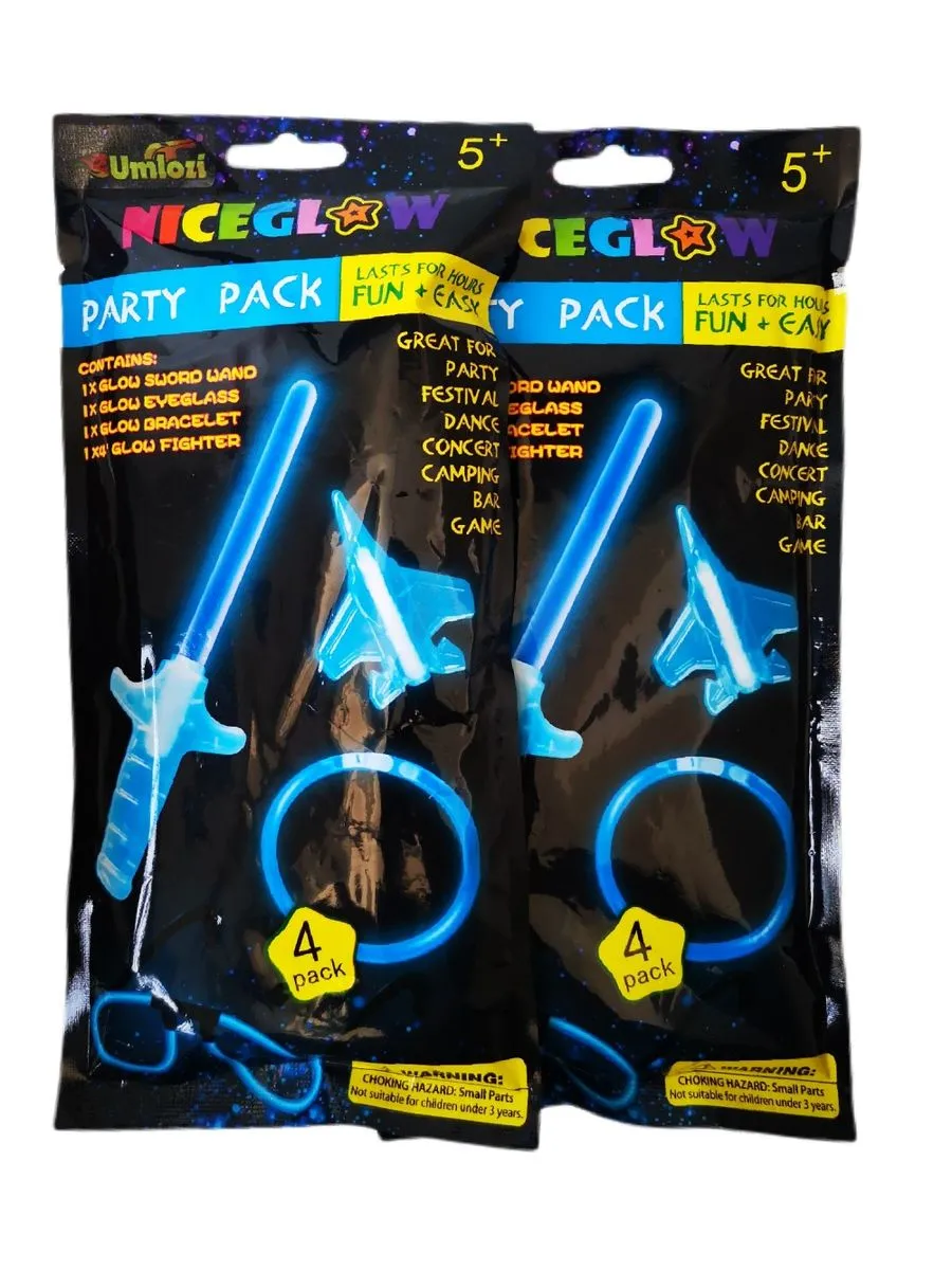 Glow in the Dark Party Pack - 2 Pack - Umlozi - Blue, Pink