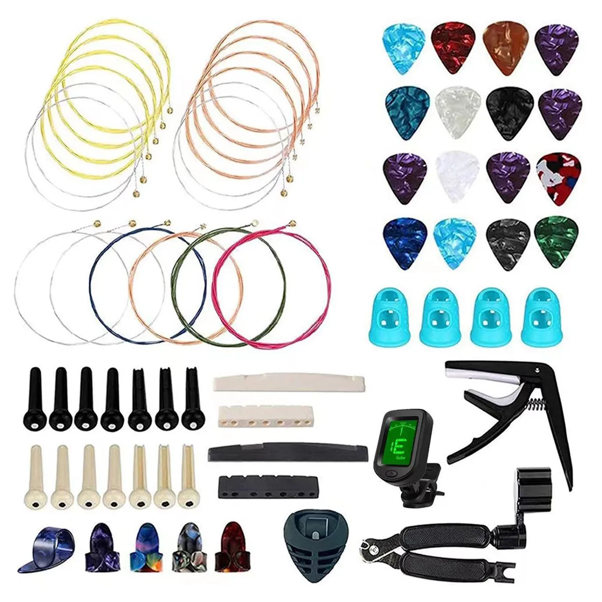 65Piece Guitar Accessories Kit Acoustic Changing Tool for Players Beginners
