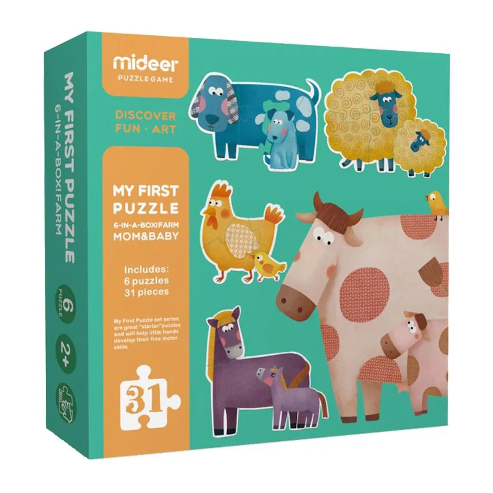 Mideer Mom & Baby Puzzle - 6 in a Box: 31 Pieces