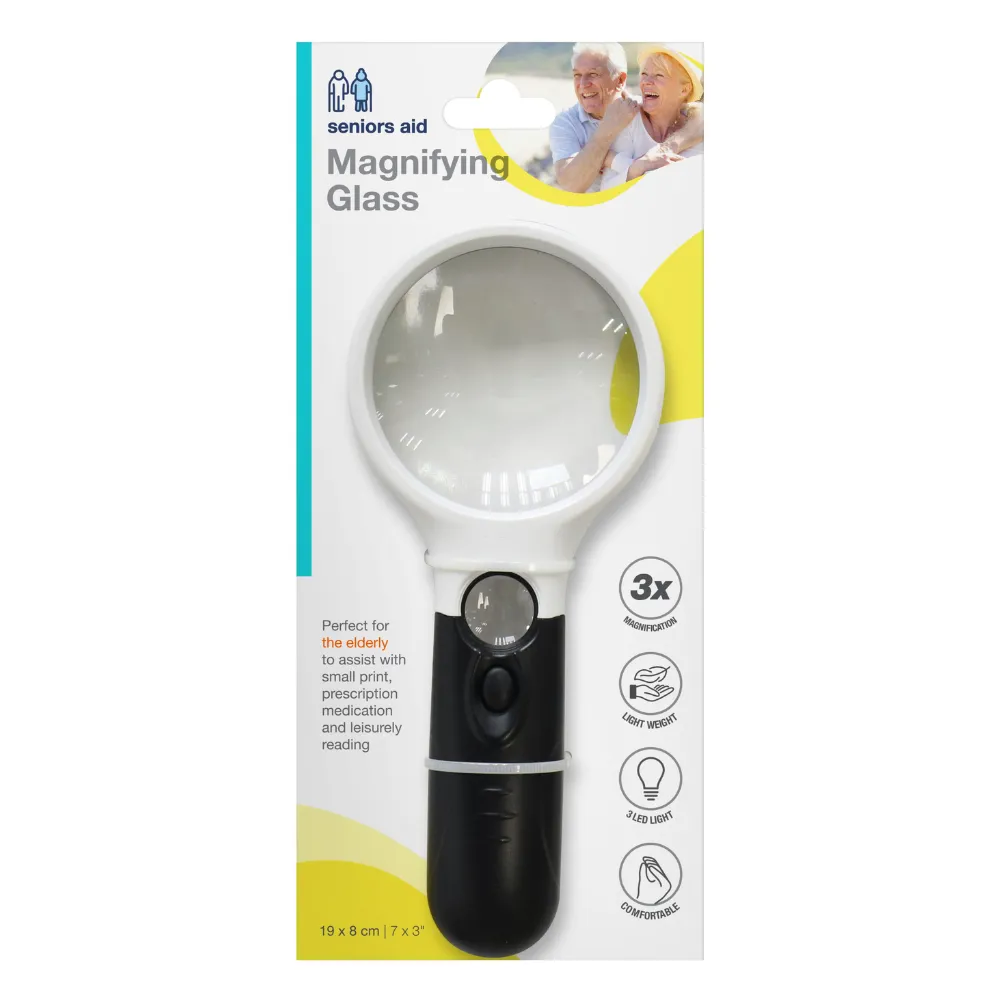 Magnifing Glass with 3 LED Lights - Lightweight for Elderly & Reading