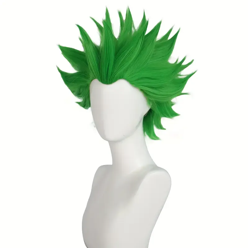 Party Cosplay Synthetic Green Layered Spiky Straight Cosplay Wig (30cm)