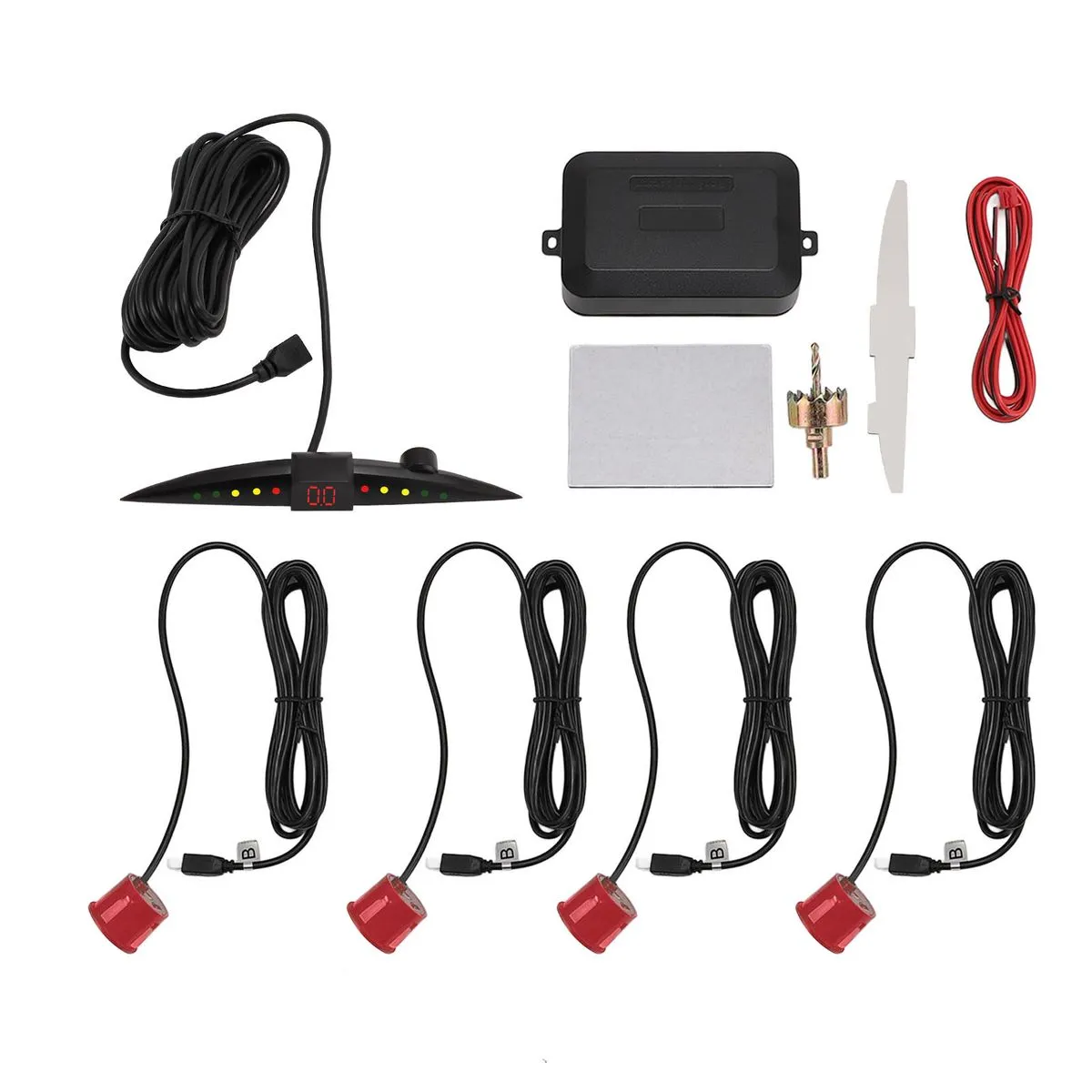 Reverse Radar, 4 Sensors, LED Display, Red