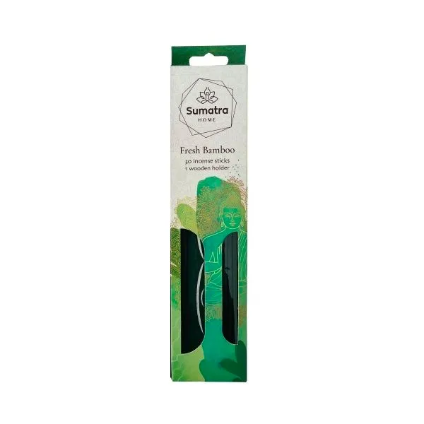 30 Incense Sticks with Wooden Holder - Fresh Bamboo