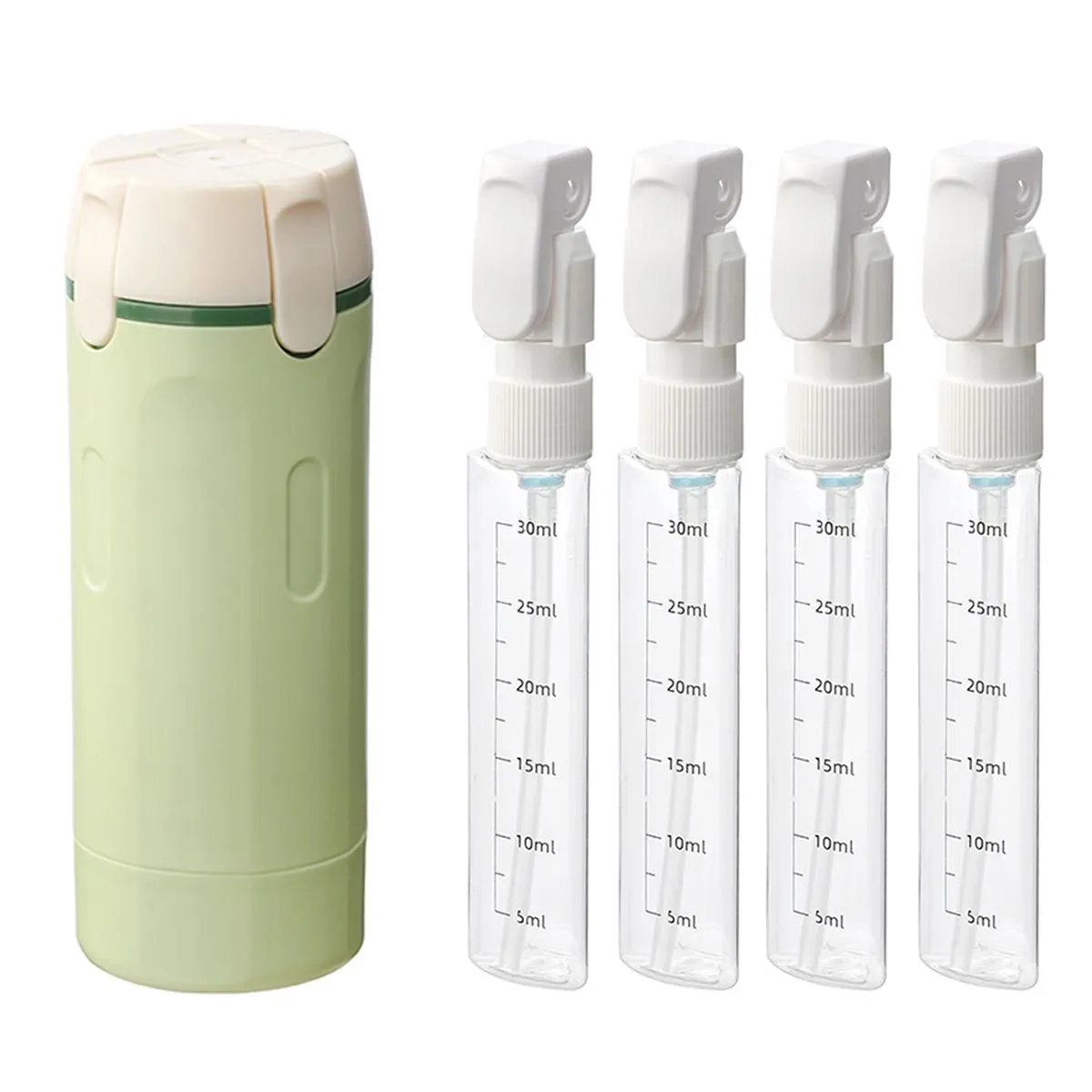 Travel Bottles Refillable Travel Container with 4 Liquid Dispenser - Green