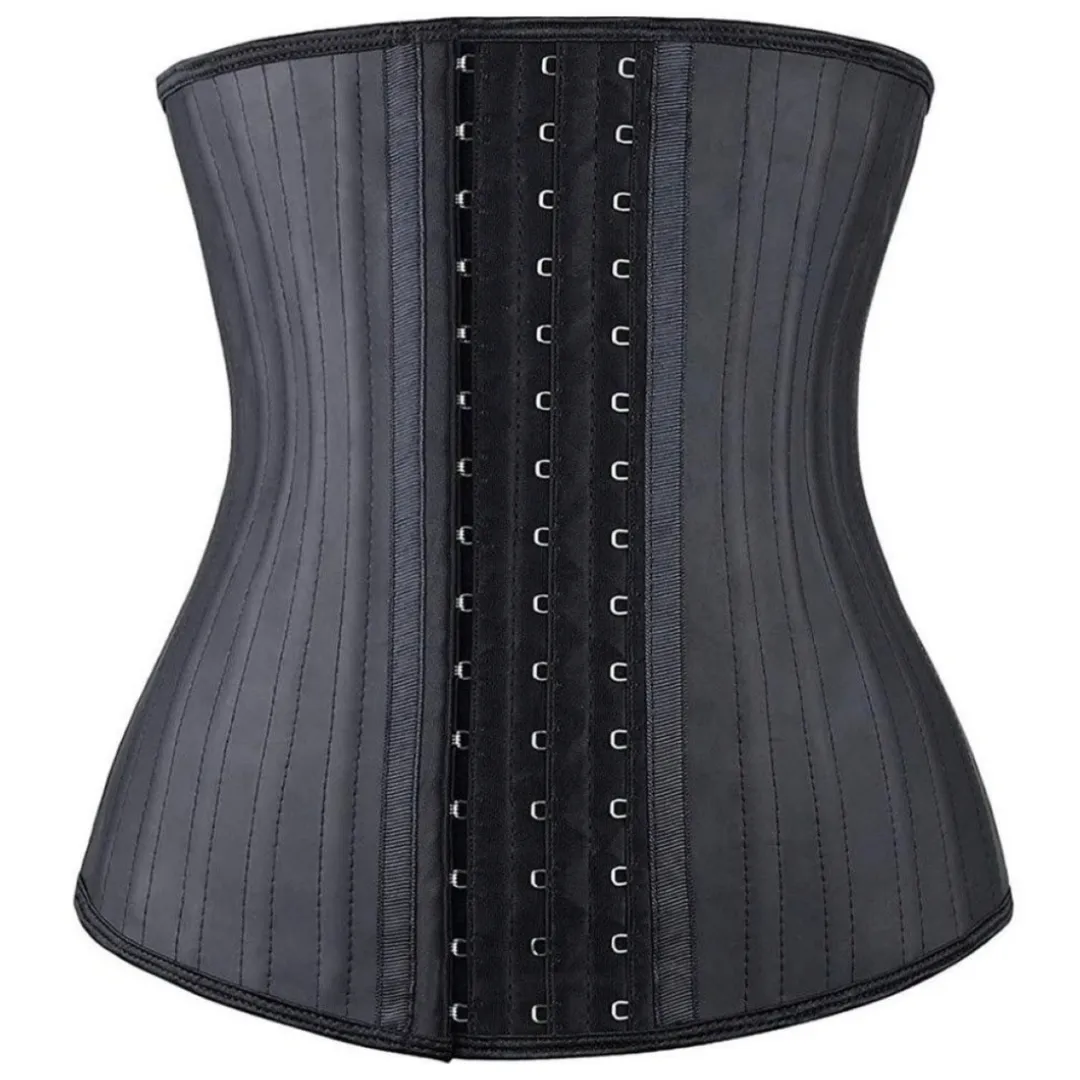 25 Steel Boned Latex Waist Trainer Belly Slimmming Belt - Black