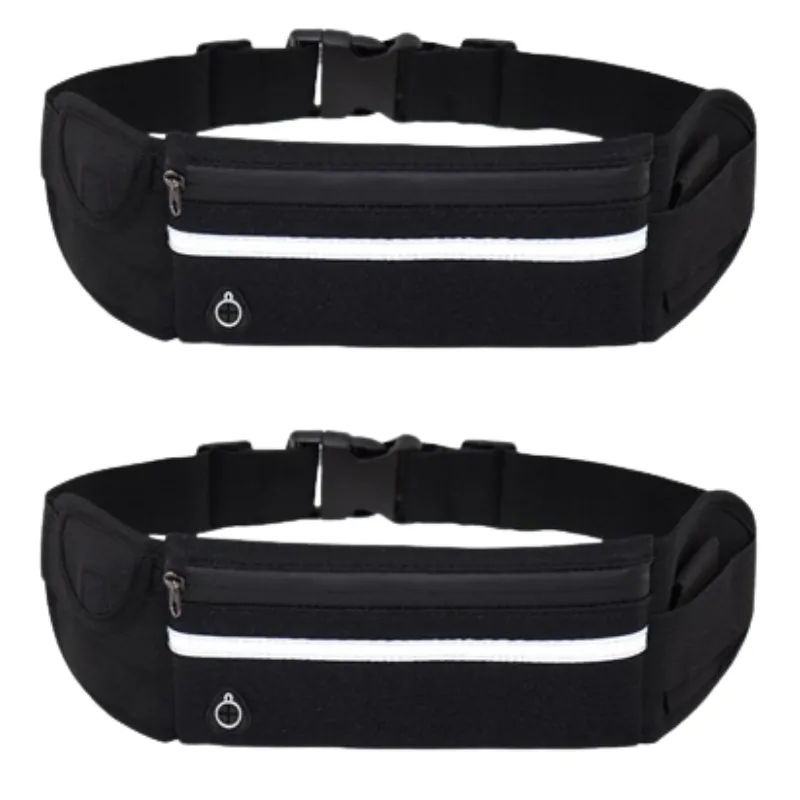 2 Pack - Running Belt Fanny Pack Waist Bag / Waist pack - Black