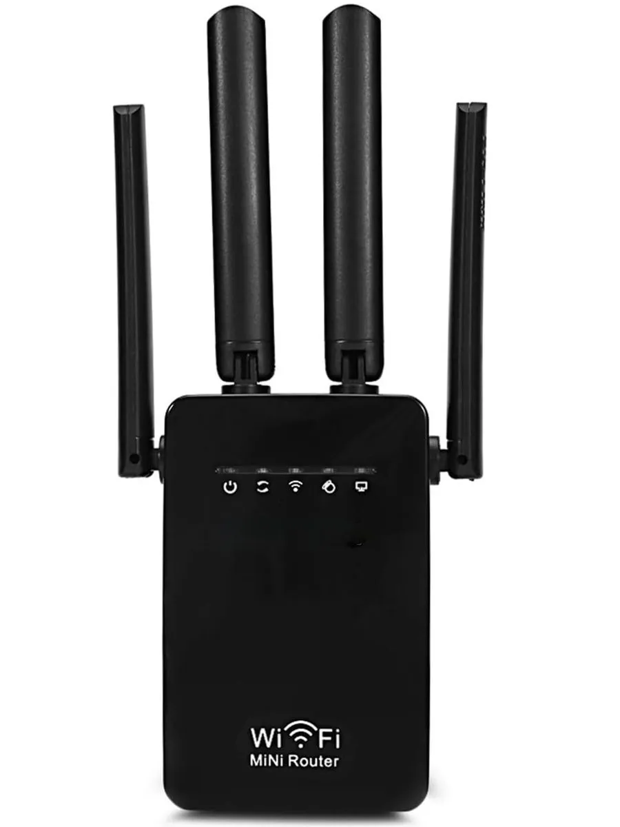 Wireless Extender Single Band (2.4GHz) 300Mbps with 2 Ethernet Ports - Black