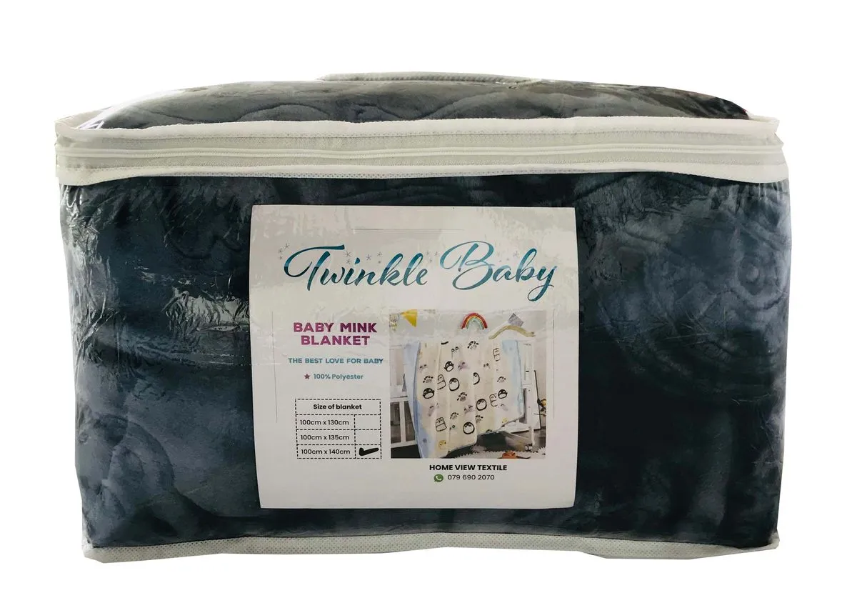Twinkle Baby Embossed Mink Baby Blanket - Blue