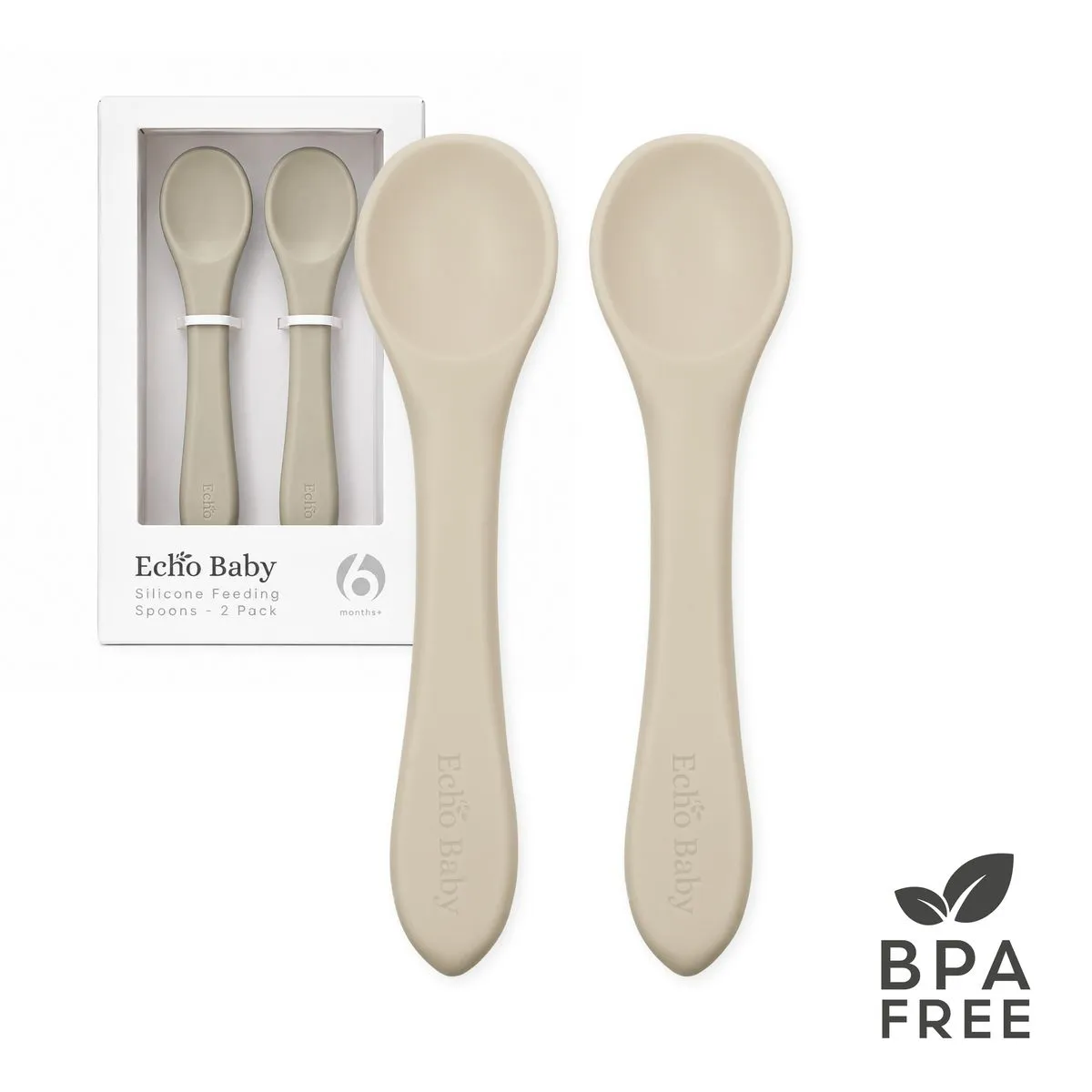 Echo Baby Silicone Feeding Spoons 2-Pack - Ivory