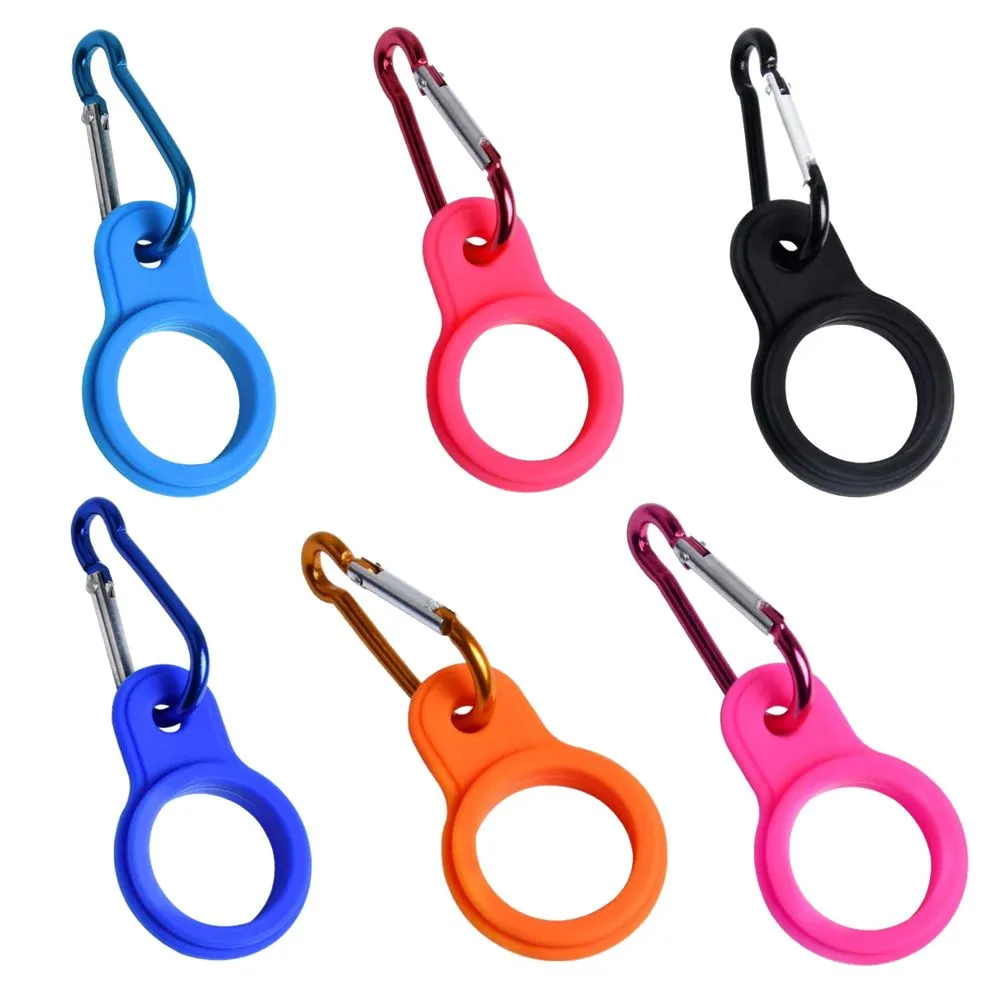 Camping Hiking Portable Silicone Carabiner Bottle Holder Keychain Set of 6