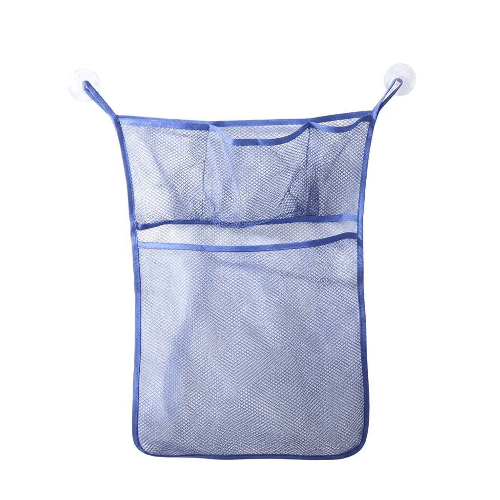 Hanging Mesh Bathroom Storage Organizer Bag - Blue