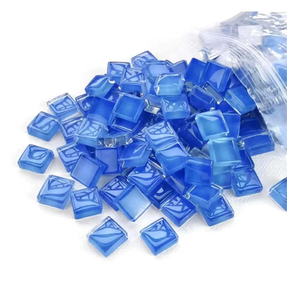 Craft Mosaic Jade Square Glass Tiles For DIY Crafts 1100 Pieces - Blue