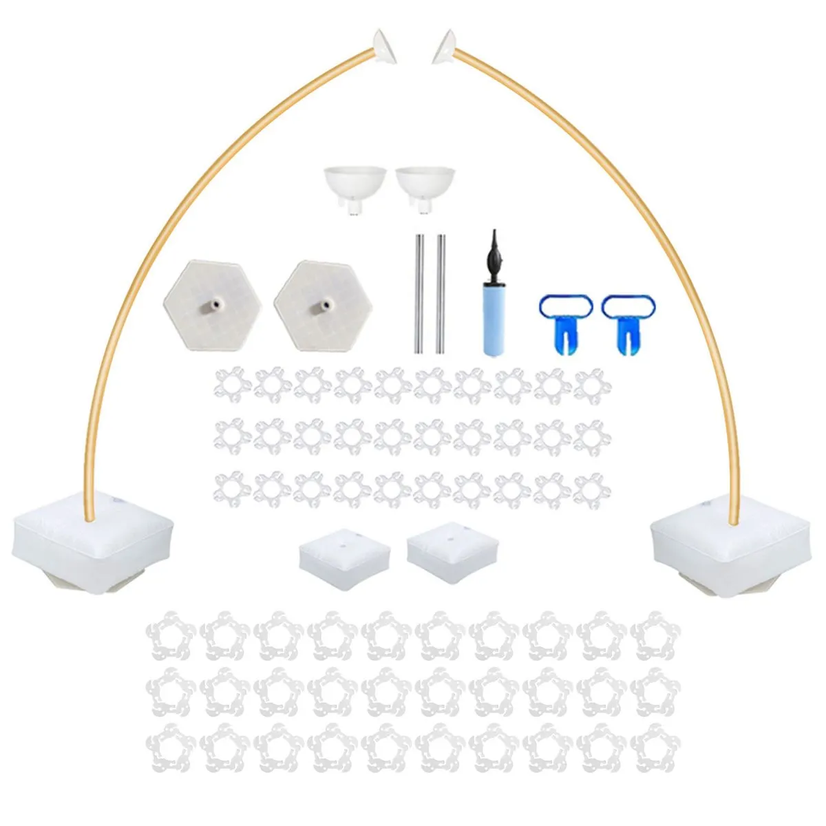 74 Piece Bendable Balloon Arch Stand Kit Fiber Rod Set - Gold