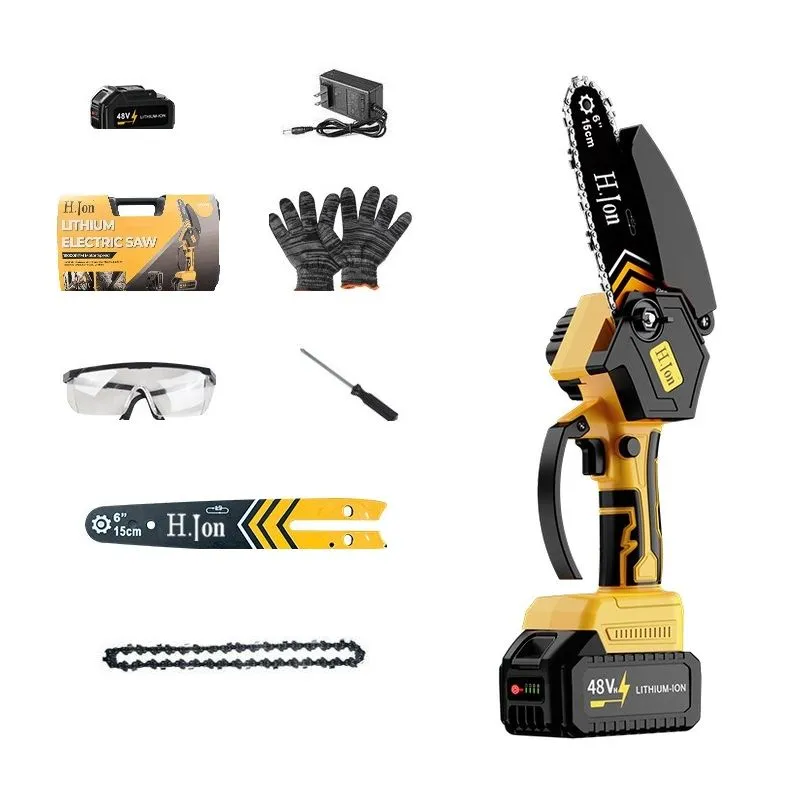 48V Cordless 6-Inch Mini Chainsaw Kit with Battery & Case