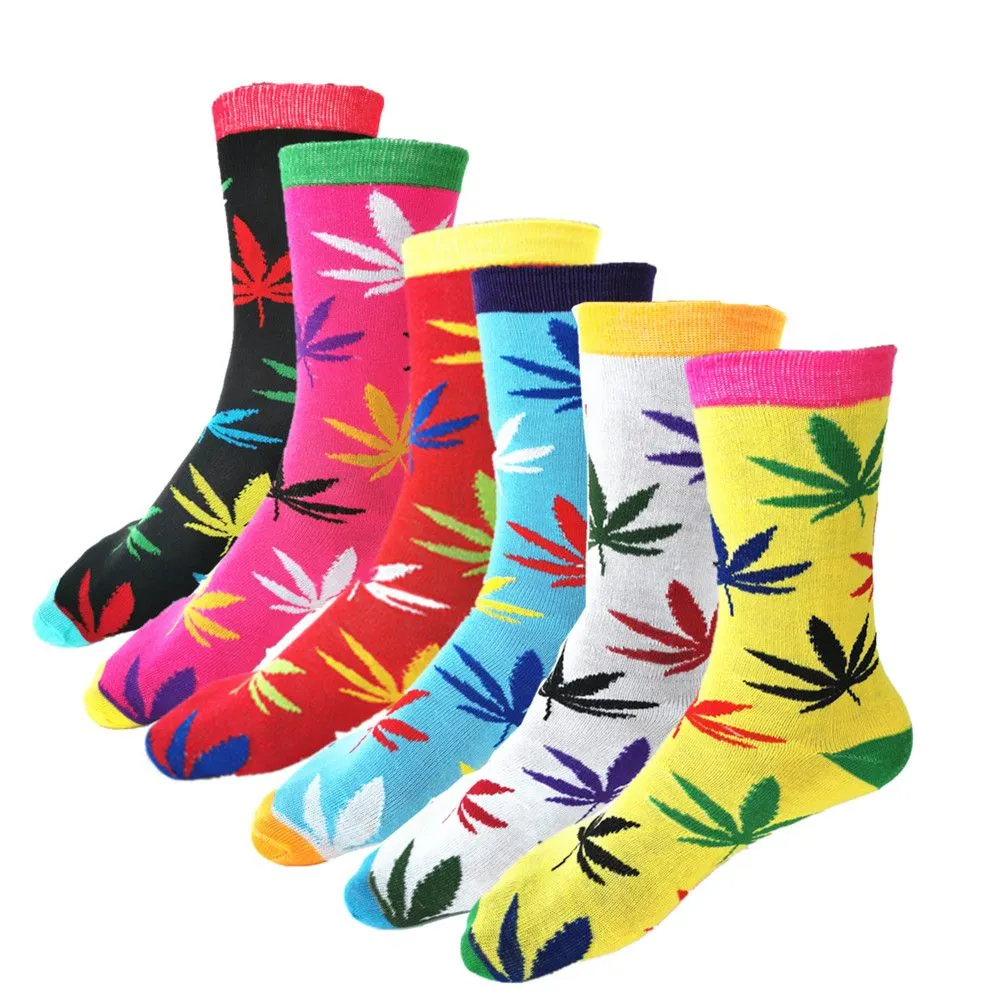 PagerYani Mens Socks - 6 Pairs Funky Cannabis Happy Socks - Cannabis