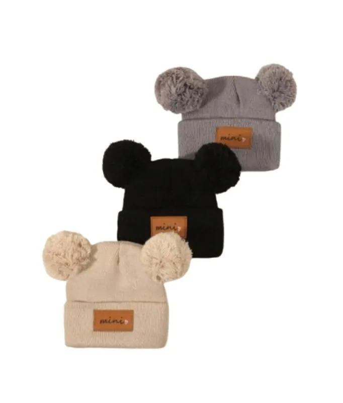 3-Pack Unisex Knit Beanie Cozy Minimalist Winter Hats - 1-3 years