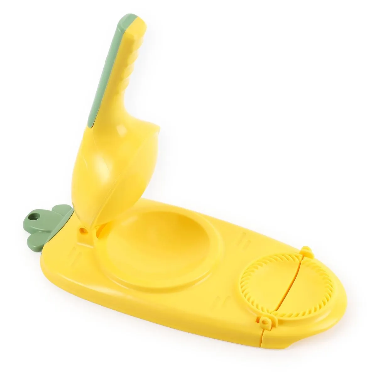 2-in-1 Divine Tool, Dumpling Skin Shape Manual Dough Press Dumpling Mould - Bright Yellow