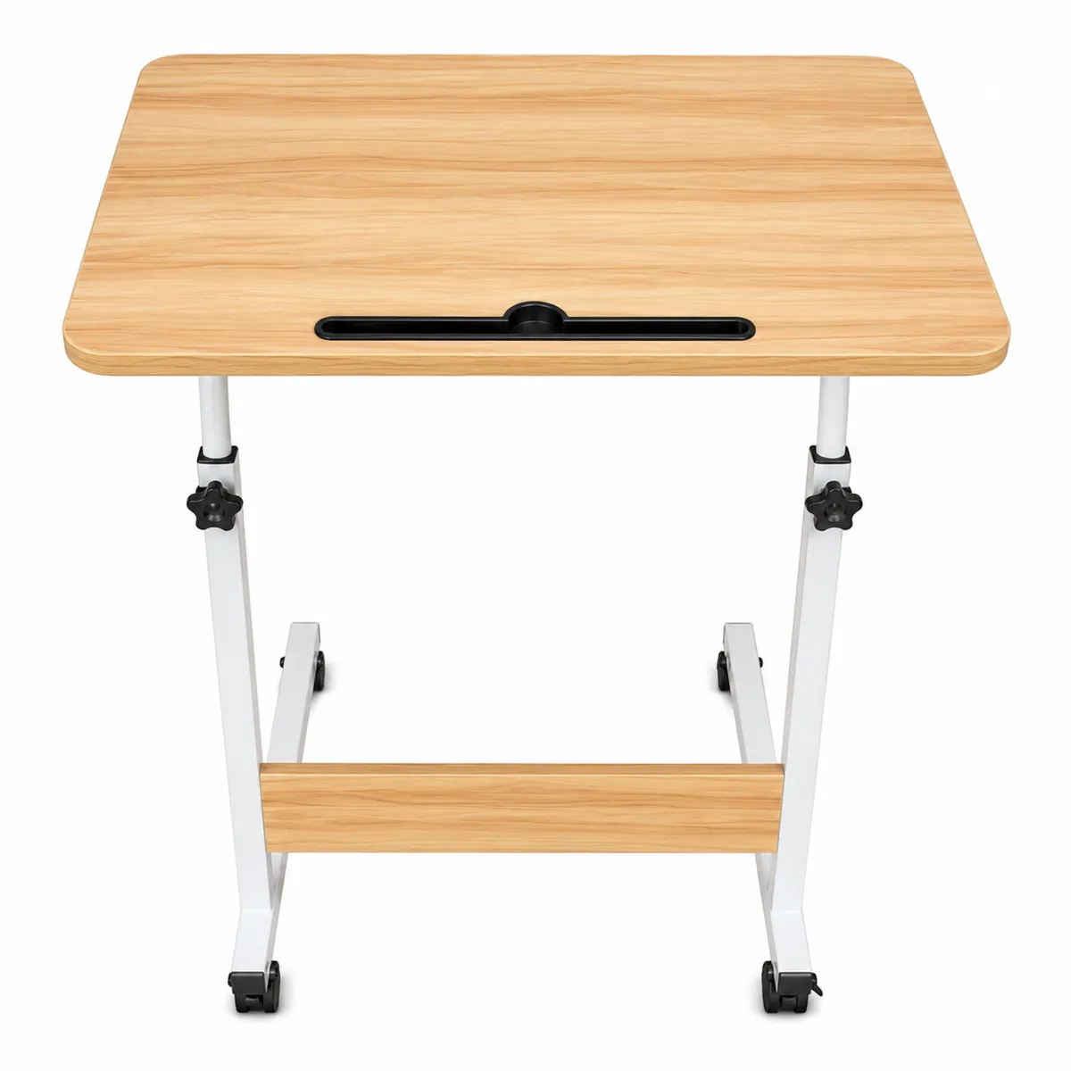 Height Adjustable Laptop Desk With Wheels-Brown