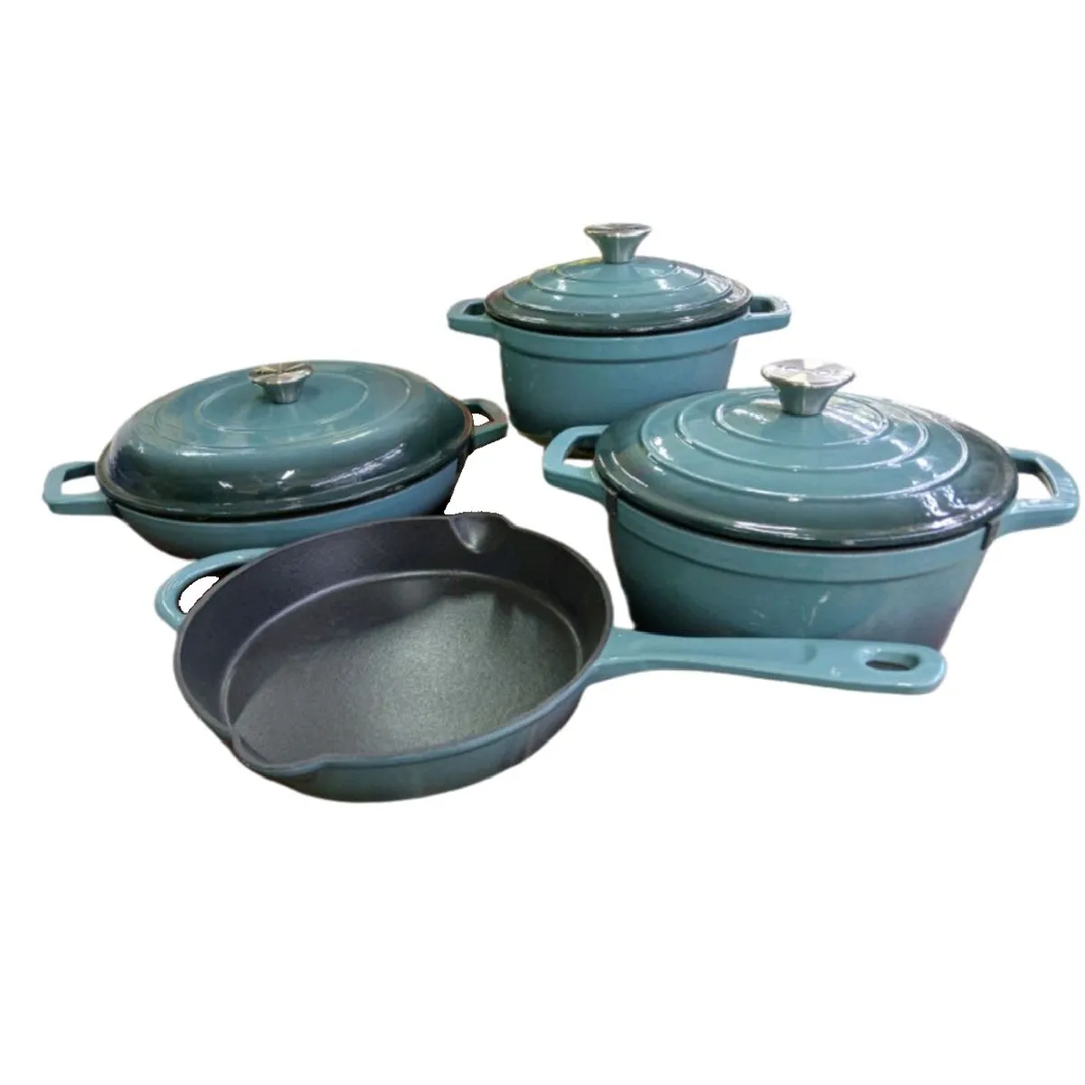 7 Pieces-Cast Iron Pot Set - Forest
