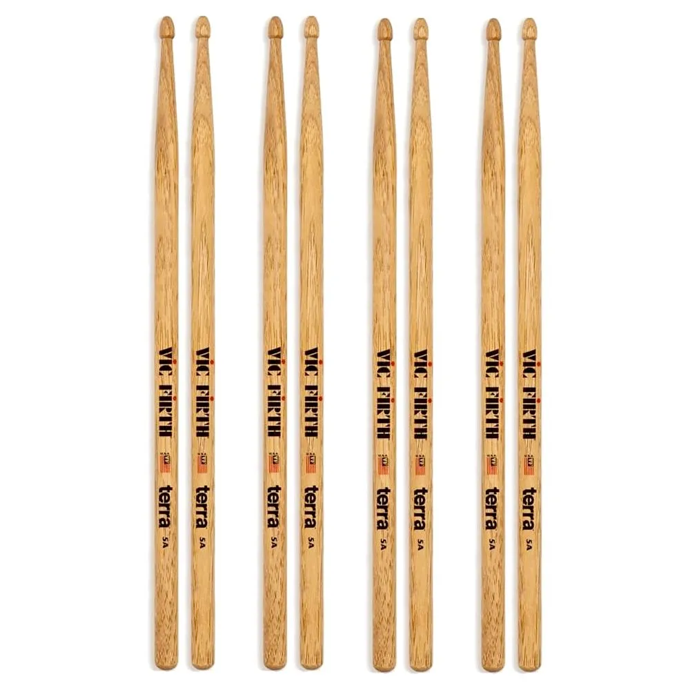 Vic Firth 5AT Terra Wood Tip Drumsticks - 4-Pair Value Pack