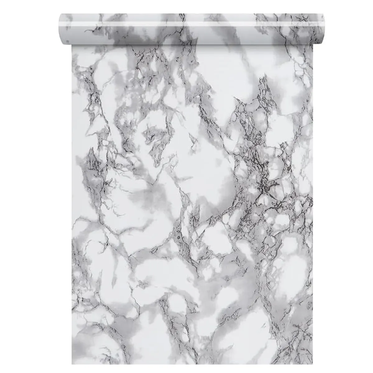 Glossy Marble Wall Paper-Marble Vinyl-Marble Contact Paper-Self Adhesive - Grey, White
