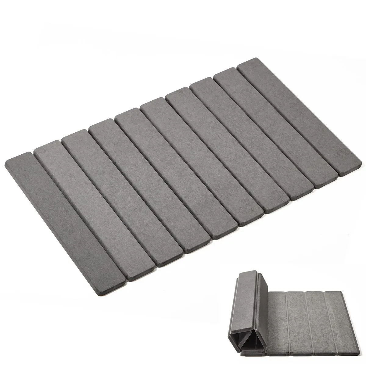 Chenshia Foldable Diatomite Shower Bath Rug Mat Quick Absorb Non-Slip - Charcoal