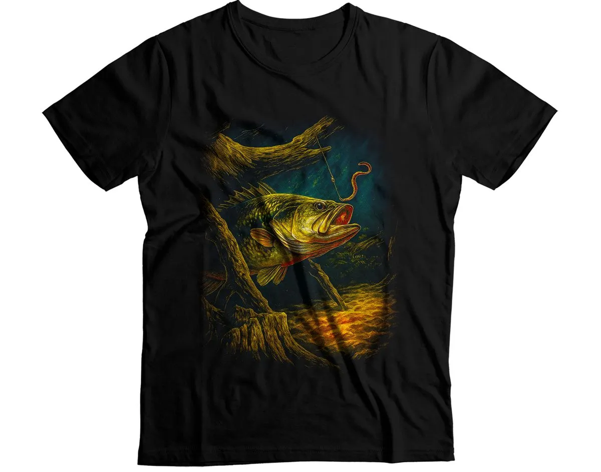 Largemouth Bass Timber Structure Graphic T-Shirt