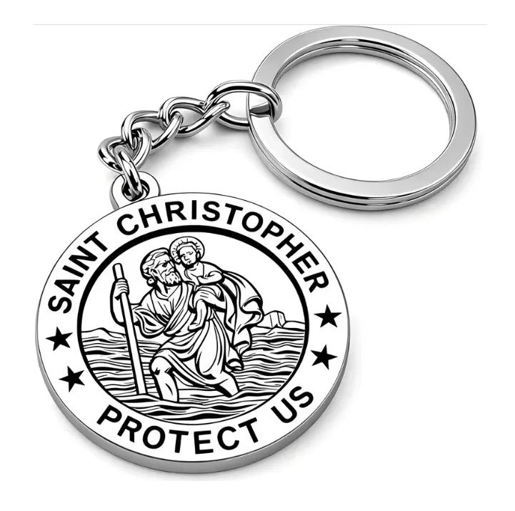 St Christopher Keychain - Stainless Steel Travel Charm | SafeGuard