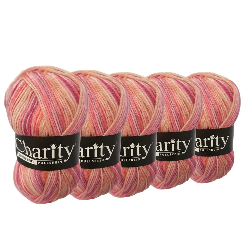 Charity DK Print 100 % Acrylic Yarn (5 x 100g) - 245 Be My Valentine