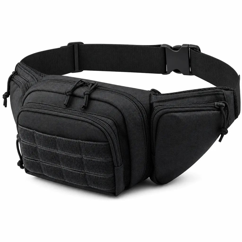 Tactical Waist Bag & Molle Fanny Pack - Black