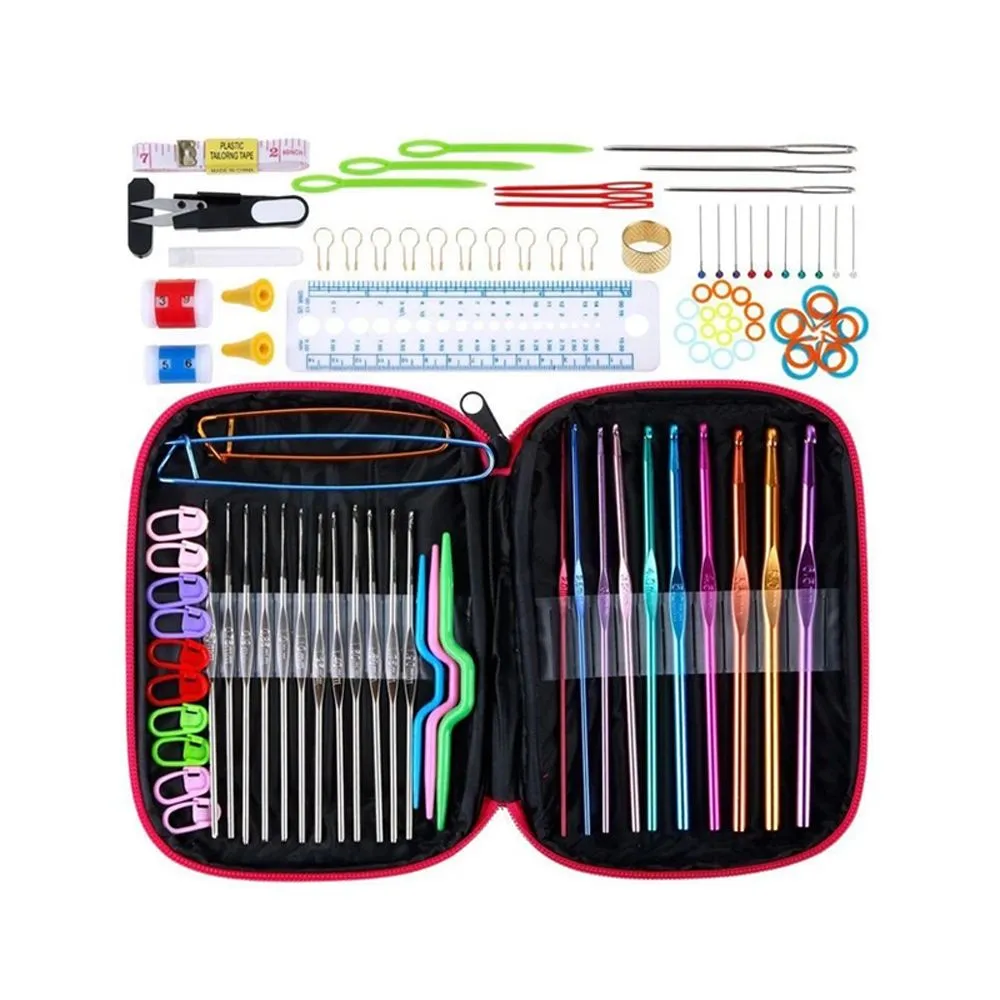 100 Piece DIY 22 Sizes Crochet Hooks Needles Weaving Sewing Tools Set