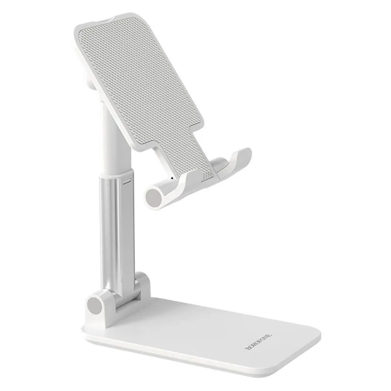 Foldable Desktop Stand For Mobile Phones / Tablets - White, Silver
