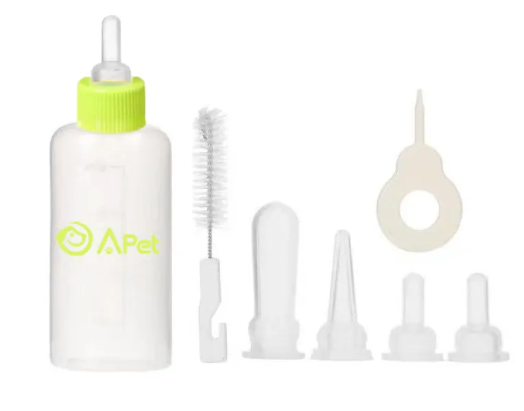 A-PET Newborn Puppy & Kitten Milk Bottle - 7 Piece Set - Green
