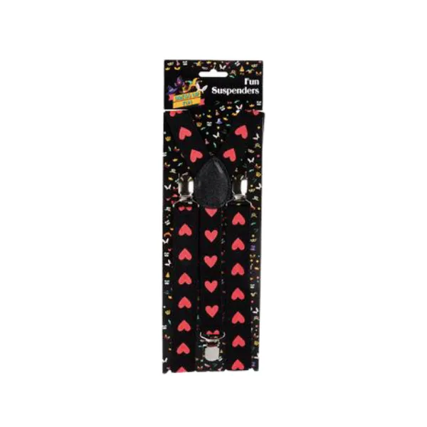 Crazy Party - Heart Suspenders x 2 - Black
