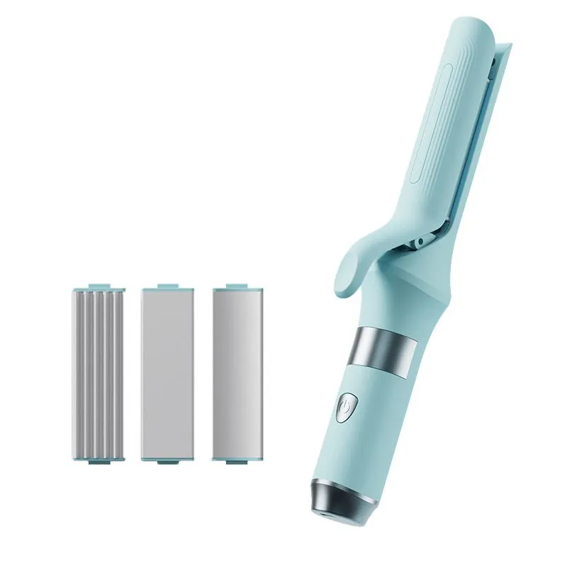 3-in-1 USB Rechargeable Curling Iron & Hair Styler 4000mAh - Blue