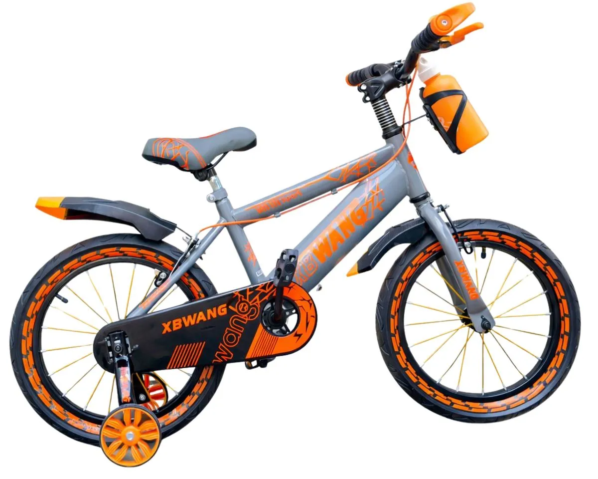 Kids Bike, Bicycle 16 Inch Tyres With Training Wheels - Orange
