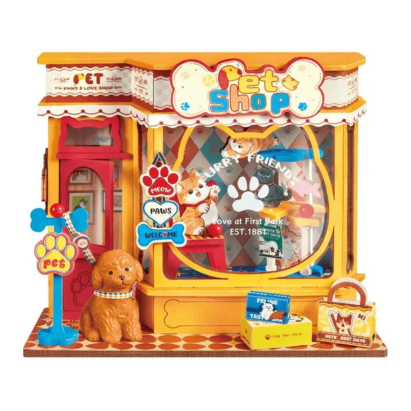 Rolife By Robotime Pawfect Pet Shop DIY 3D Miniature House